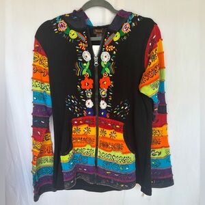 ✨Rising International colorful & unique black embroidered jacket✨